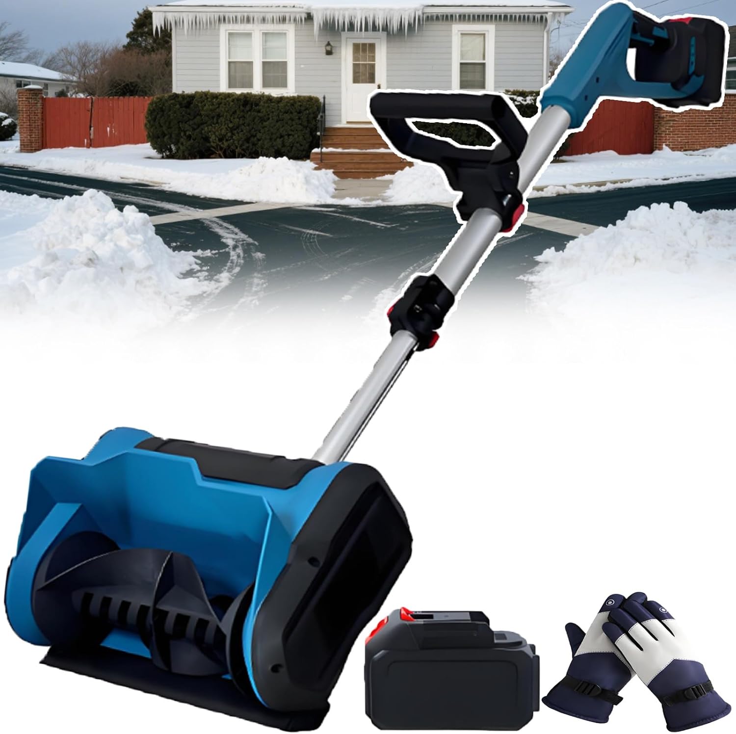 Upgraded Electric Snow Blower - 600w Brushless Cordless Snow Shovel, Can Throw Snow 45° to The Left, Right & Upward,Cleaning Width 25.4cm(10in), 1battery (1battery)