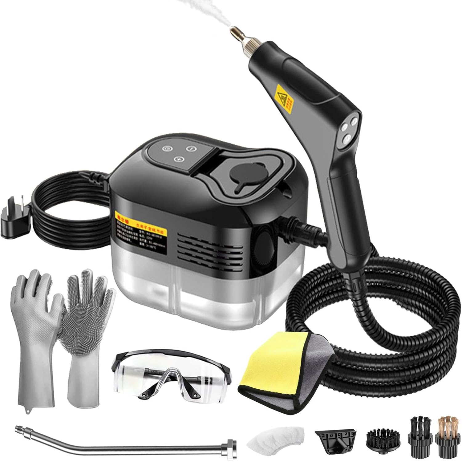 2500w Handheld High-Temperature Pressurized Steam Cleaner, 6-Speed Portable Steamer, 10s Fast Heating, 1.2L Water Tank, for Cleaning Auto Detailing, Furniture, Kitchen, Grout, Floor,Tile (Black)