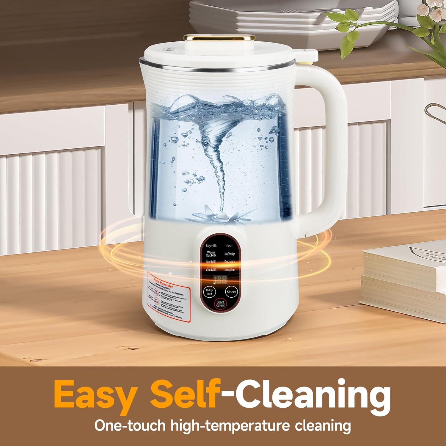 10 in 1 Almond Milk Maker & Nut Milk Maker Machine, 35oz Automatic Soy, Oat, Coconut Milk, Juice & Porridge Maker with 8 Blades, Delay Start, Keep Warm, Boil Water, Self-Cleaning, Cream