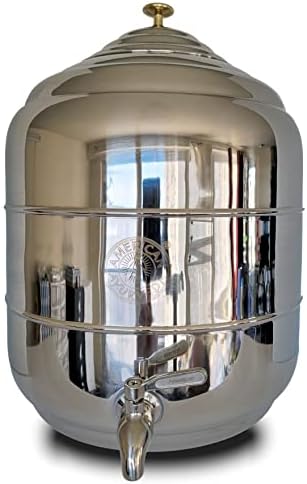 5 Gallon Counter Top Stainless Steel Beverage Dispenser with Faucet Spigot, handle and Lid to Dispense Chilled Water, Beverages, Tea, Soda, Juice