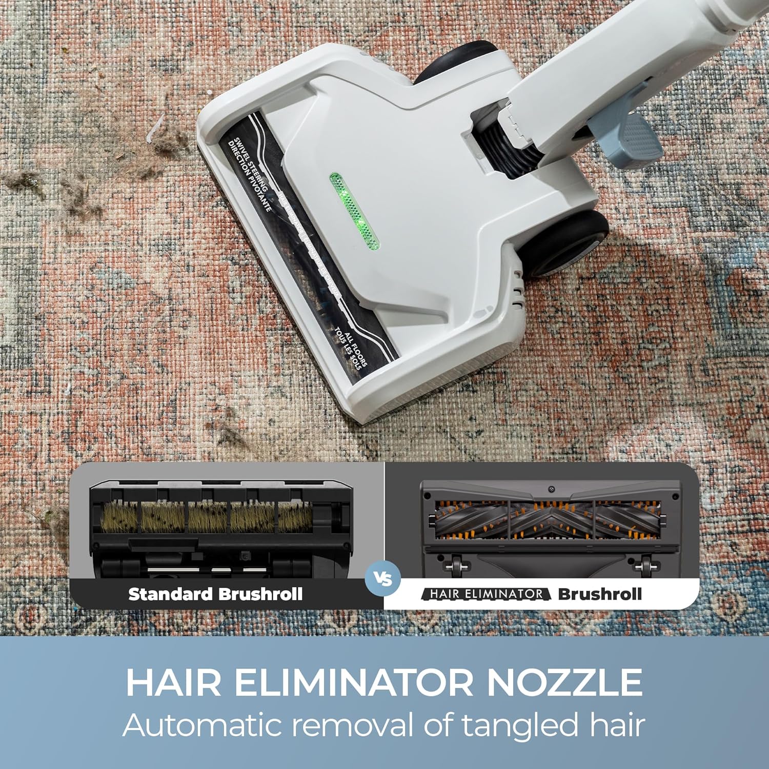 Kenmore CS2015 200 Series Corded Stick Vacuum, Detachable Hand Vac with 2-Motor Powerful Suction, Hair Eliminator Nozzle, LED Headlight & Swivel Steering for Carpets, Bare Floors and Couches