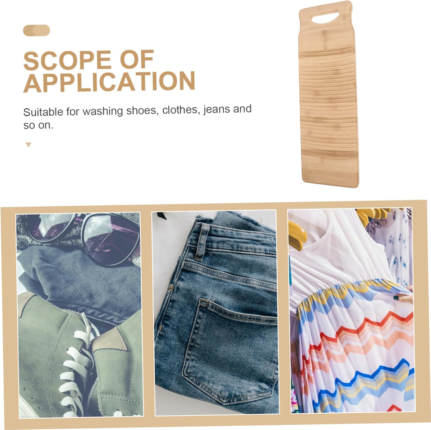 Natural Bamboo Laundry Washboard Hand Washing Board Smooth Surface for Home Use