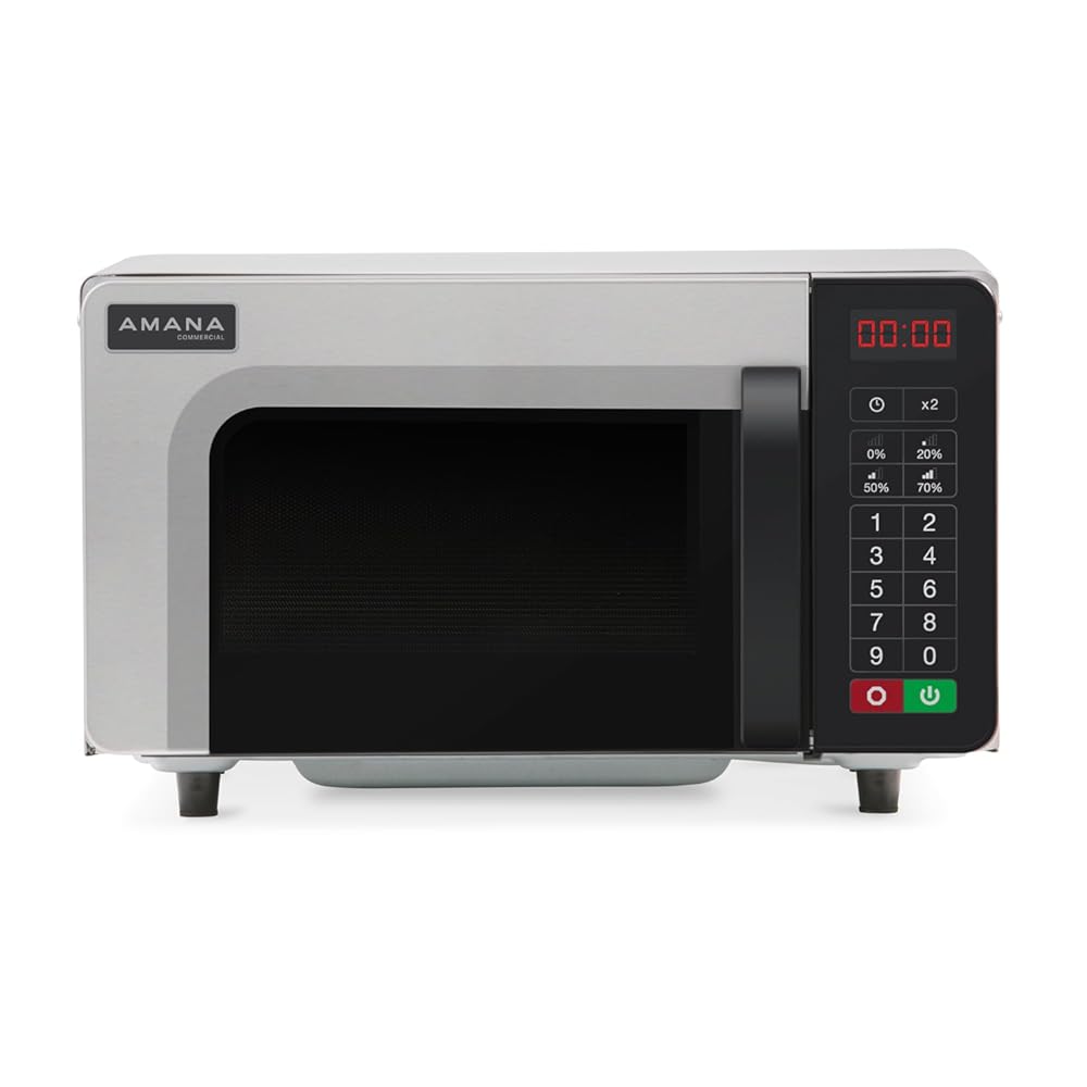 Amana RMS10TSA 1000 Watt Heavy-Duty Countertop Commercial Microwave Oven with Push Button Controls for Restaurant Buffet Catering | 0.8 Cu. Ft, 20