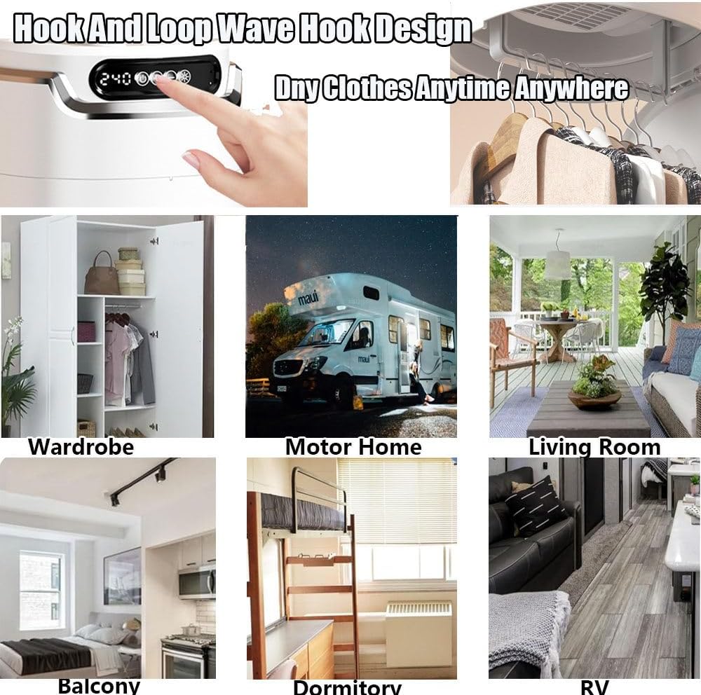 600w Portable Clothes Dryer, Electric Laundry Dryer Machine With Dryer Bag, Travel Mini Dryer For Clothes, Portable Dryer Machine For Clothes, Dryer With Timer, For Travel, Rv, Home,Black