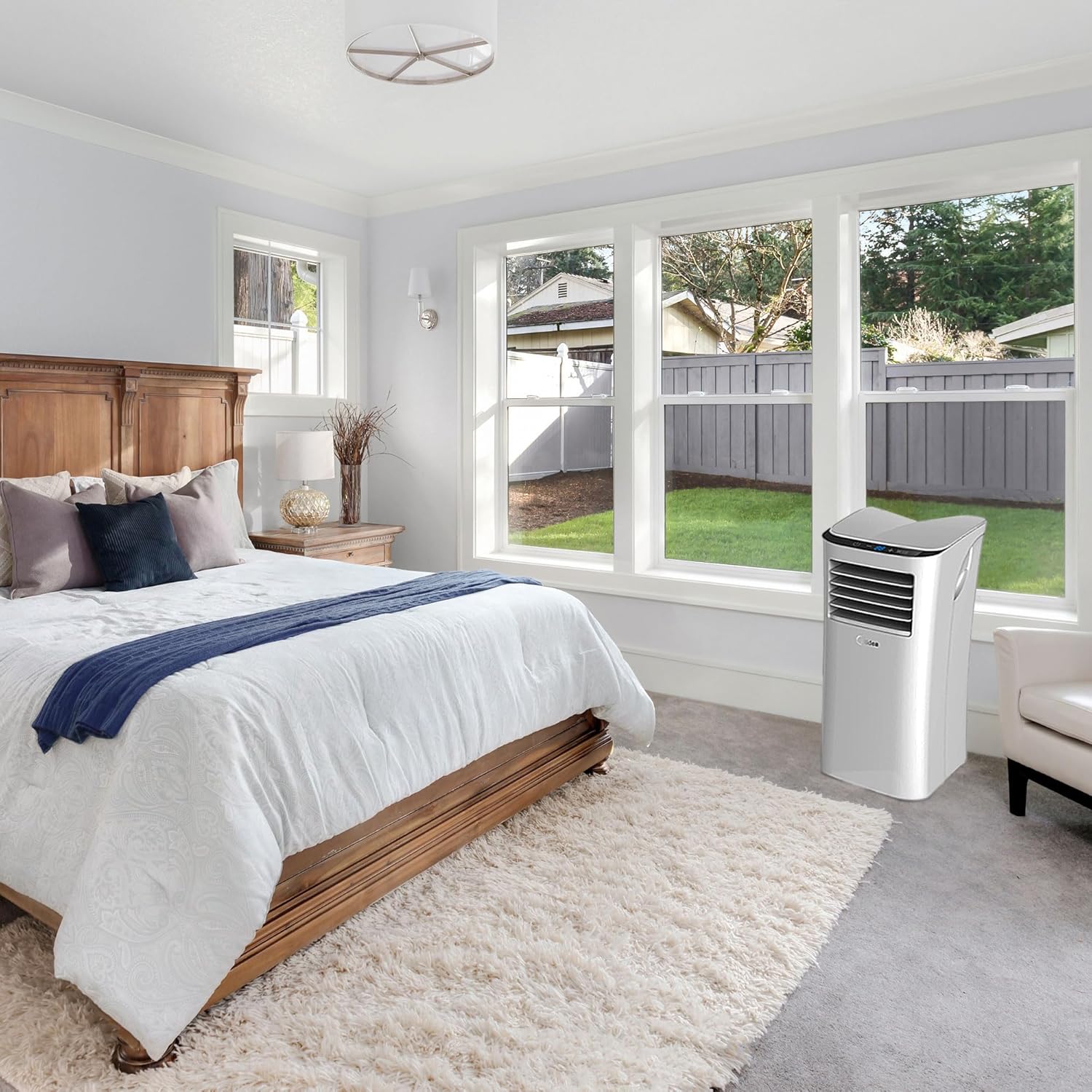 HomePointe S2 Series 5,000 BTU Portable Air Conditioner Corded Electric Cooling Fan Unit with Window Exhaust Kit for Home and Office Room Use