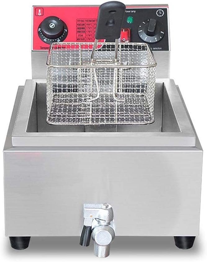 Fryer Basket, Electric Fryer 6L 2500W Single Fryer with Oil Filter, Commercial Fryer with Thermostat and Timer Function, Easy Cleaning