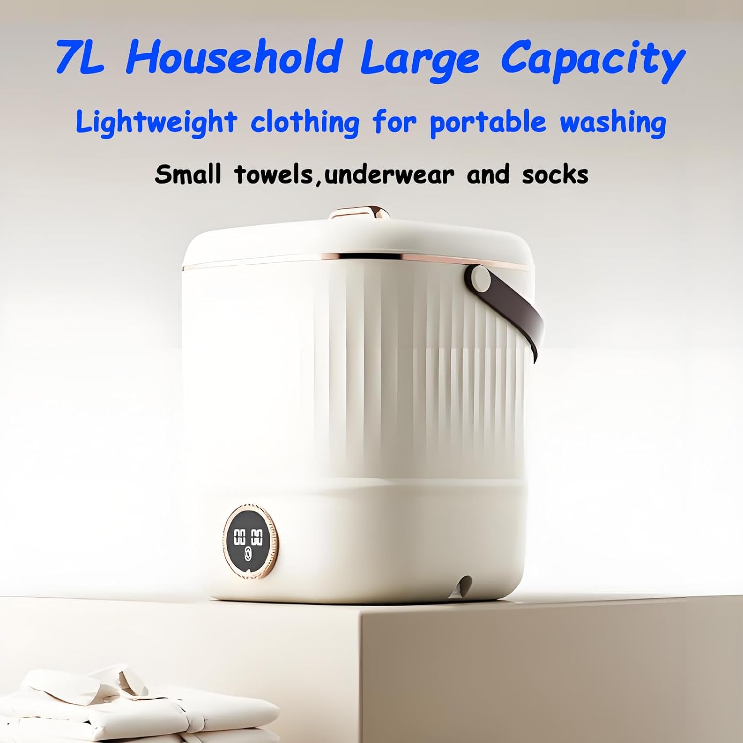 Mini Laundry Machine And Drying, Portable Mini Washing Machine For Underwear, Small Washing Machines For Apartments, Dorm,RV, Travel(Size:11.02 * 11.02 * 12.59in,Color:green) (Beige)