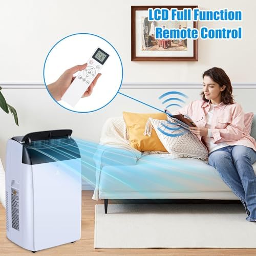 14000 BTU Portable Air Conditioner Cools up to 750 Sq.Ft, 3 in-1 Quiet Portable AC Unit with Remote Control & Installation Kits for Large Room, 3 Speed, Auto Swing, 24H Timer