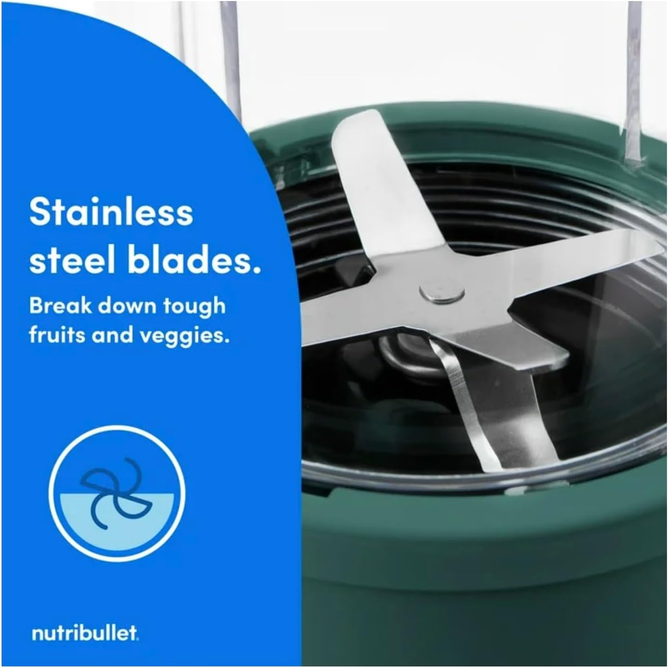 Nutribullets PRO 900W Single Serve Blender - Mint Eucalyptus - Includes 32oz Cup, To-Go Lid, User Guide - BPA-Free Plastic - Stainless Steel Blades - Smoothies, Nut Butters, Shakes - Corded Electric