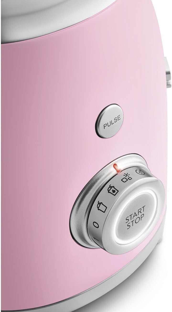 SMEG BLF03 Retro Style Blender – 600W Countertop Blender with 48 oz BPA-Free Jug, 3 Speeds + Pulse, Ice Crush & Smoothie Functions – 50s-Inspired Design-Pink