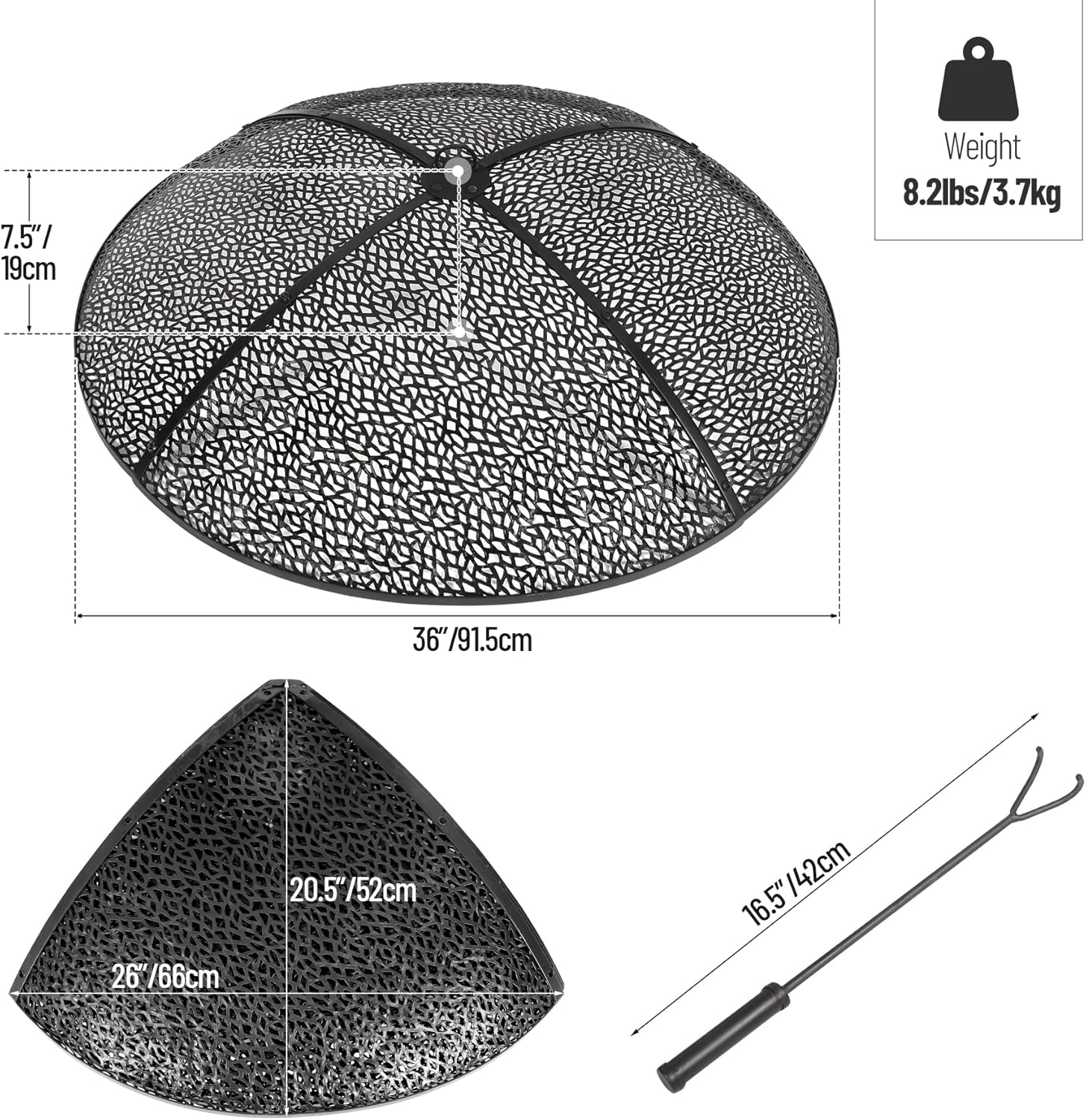 REDCAMP 36Inch Fire Pit Spark Screen, Collapsible Fire Pit Screen Round with Handle, Heavy Duty Iron Fire Pit Cover Mesh Round Replacement Firepit Screens Easy Opening for Outdoor Patio Backyard
