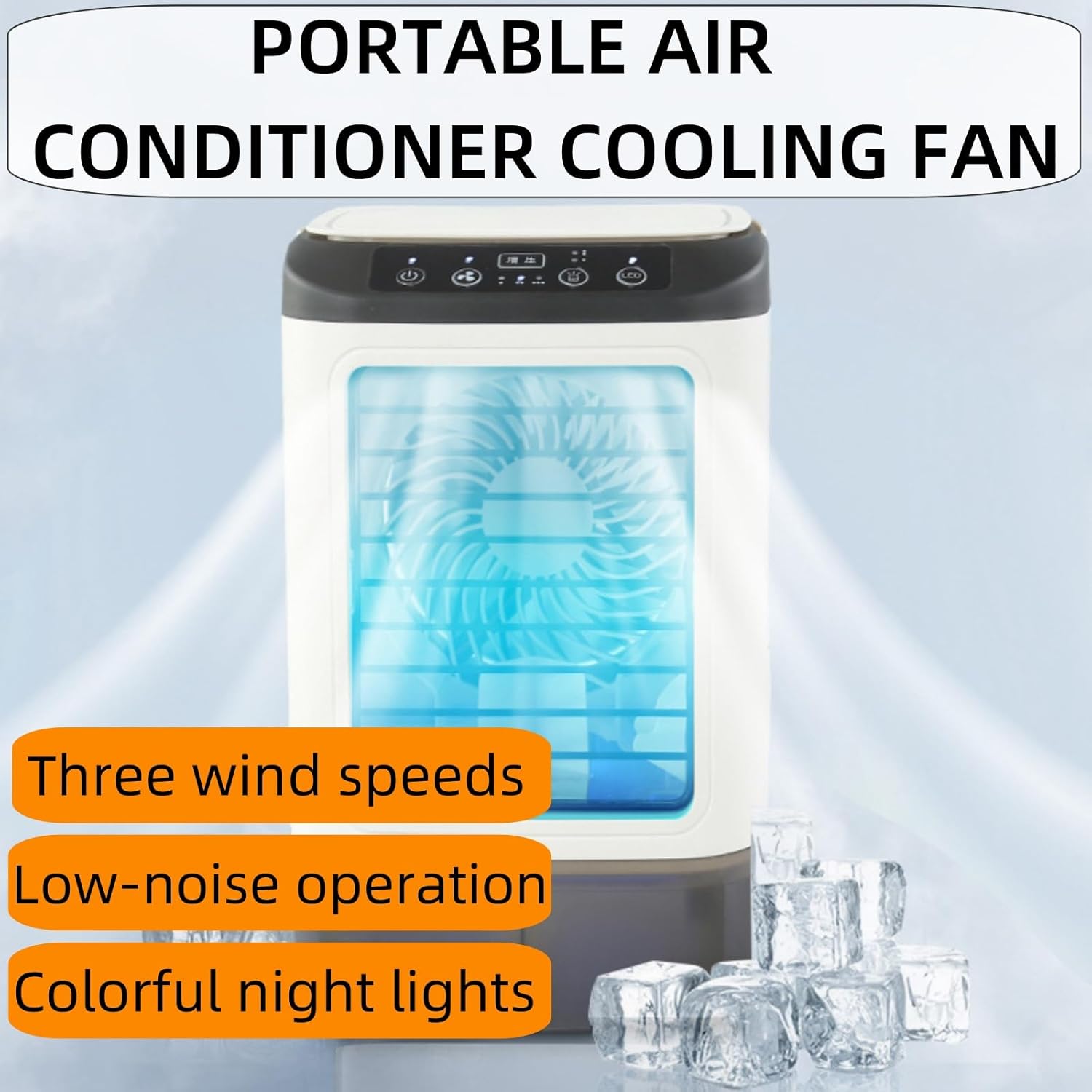 EKsma Portable Air Conditioner Cooling Fan, Quiet with 3 Speeds, 900ml Evaporative Personal Air Cooler Fan with 7 Night Light, Small Air Conditioner for Bedroom Office
