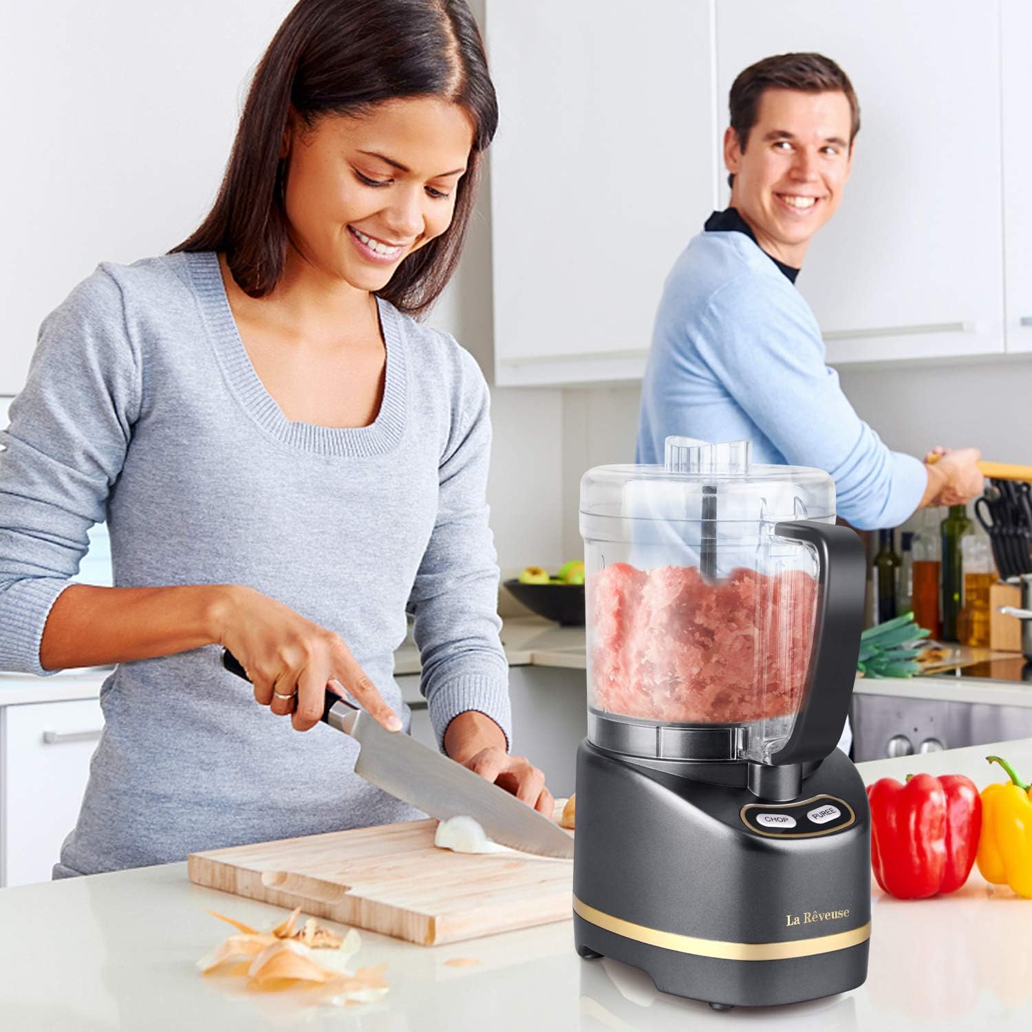 La Reveuse 250W Liberty Blender (Black) + La Reveuse 2-Cup Small Food Chopper (Metallic Grey)