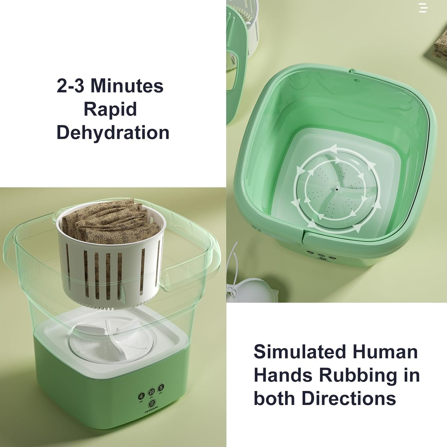 Portable Washing Machine, Mini Washer with 3 Modes Deep Cleaning for Baby Clothes, Underwear, Dorm, Camping, Travel (Color : Blue)