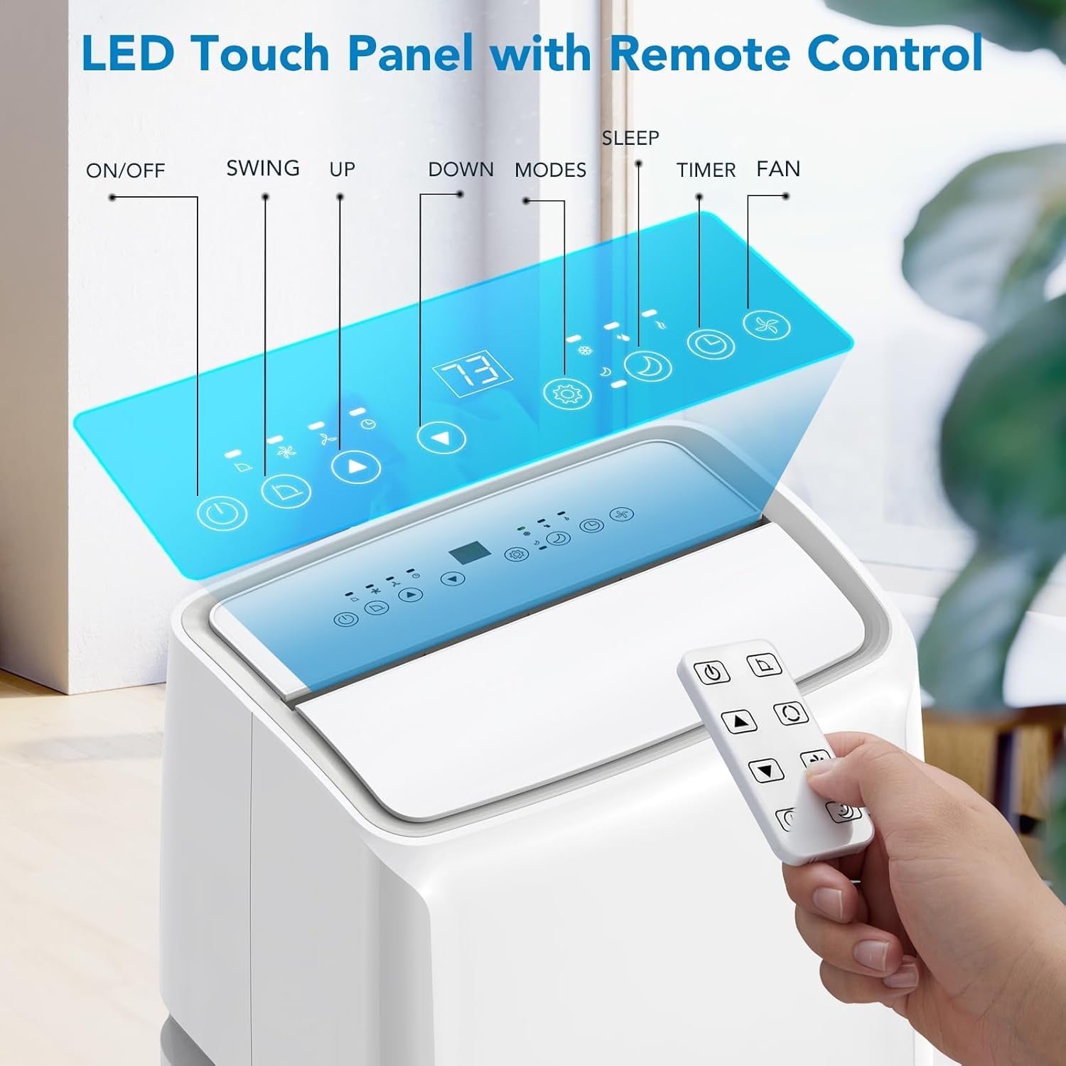 Portable Air Conditioners, 14000 BTU for Rooms Up to 750 Sq.Ft. 3-In-1 Portable AC with Fast Cooling, Dehumidifying, Three-Speed Fan, Features a 24-Hour Timer, Remote Control, and Quiet Operation, Whi