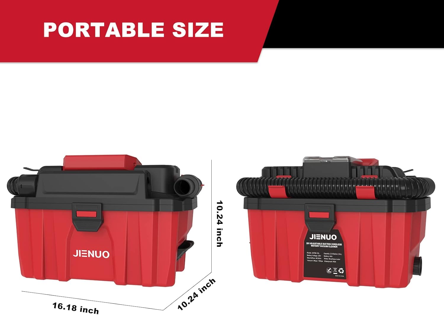 Cordless Wet Dry Vacuum, Cordless Shop Vac 20V 2.5 Gallon, Brushless Adjustable Suction Portable Wet/Dry Vacuum Cleaner with Blower for Home, Car and Basement,4.0Ah Battery and Charger included