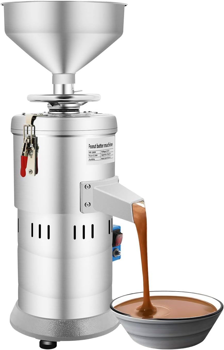 Peanut Butter Maker Machine Electric Grain Grinder Sesame Sauce Home Commercial for Groundnut Almond Cashew Nut and 110V 1100W 33lb/h Kitchen Dining Small Appliances Specialty Food Grinders Mills Low