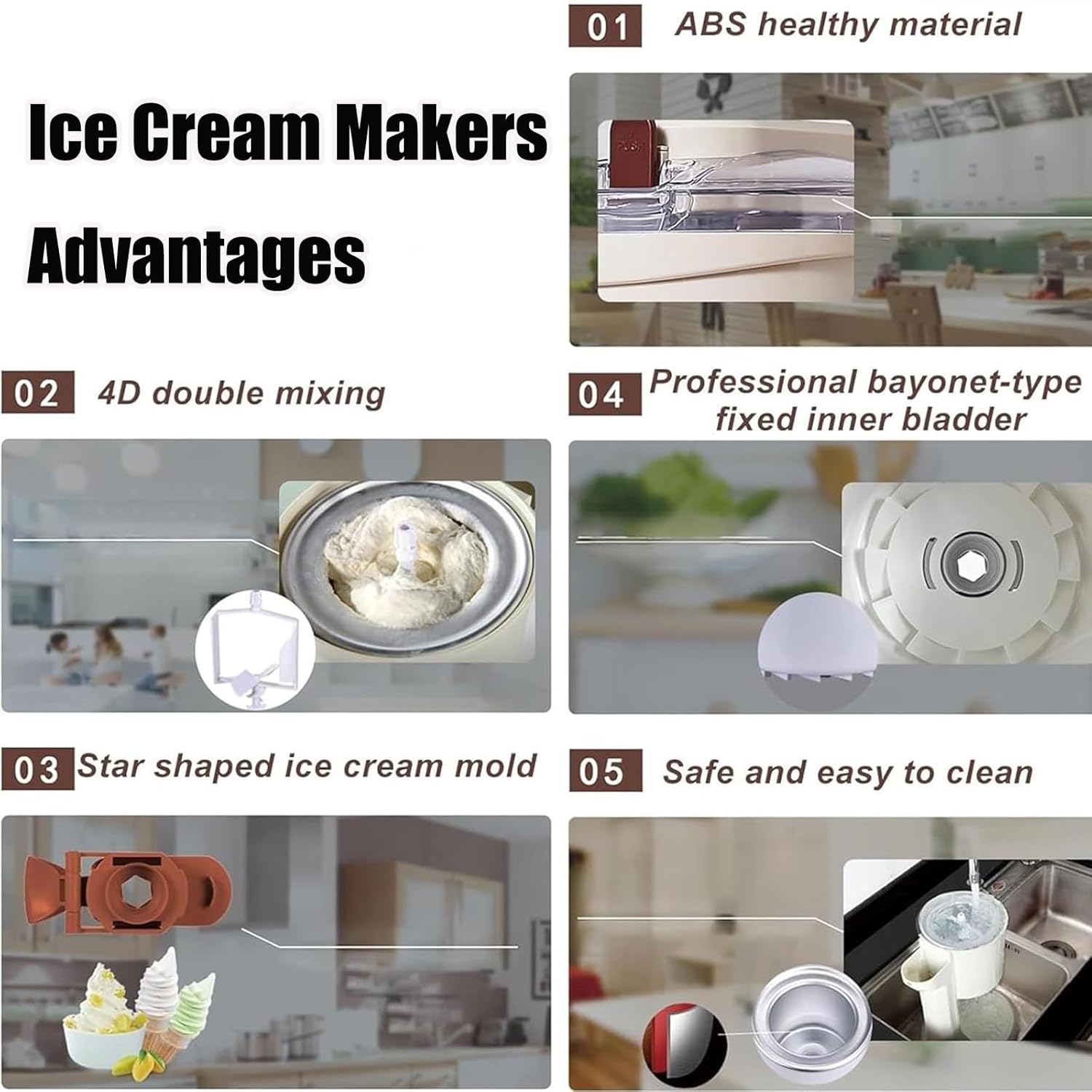 Soft Ice Cream Machine, 1 Liter Automatic Mini Fruit Soft-Serve Maker for Home, Bar, Cafe - Household Small Ice Cream Appliance