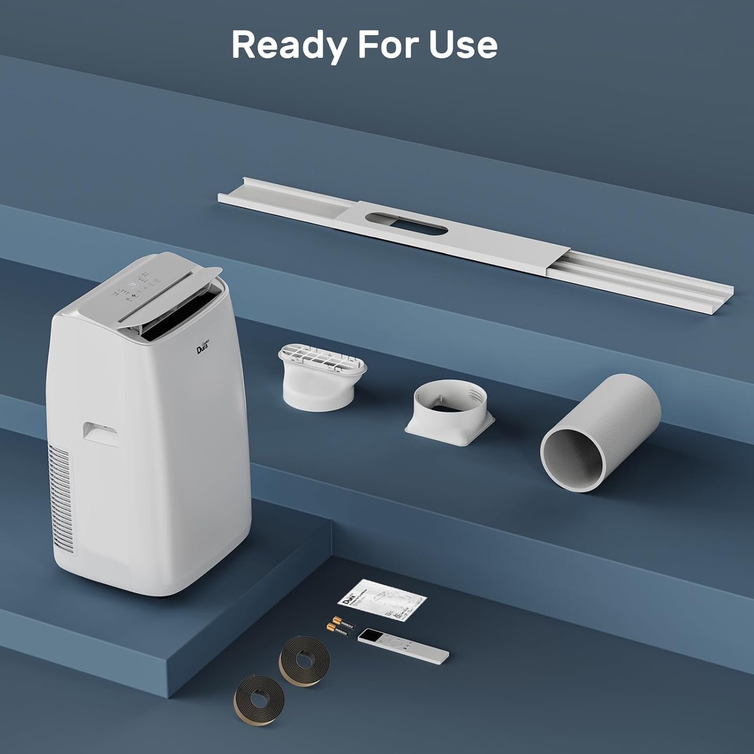 DuraComfort Portable Air Conditioner, Dual Motors AC (14,000 BTU ASHRAE) 10000 BTU SACC Cools Up to 450 Sq.Ft, with Window Kit for Easy Installation,White