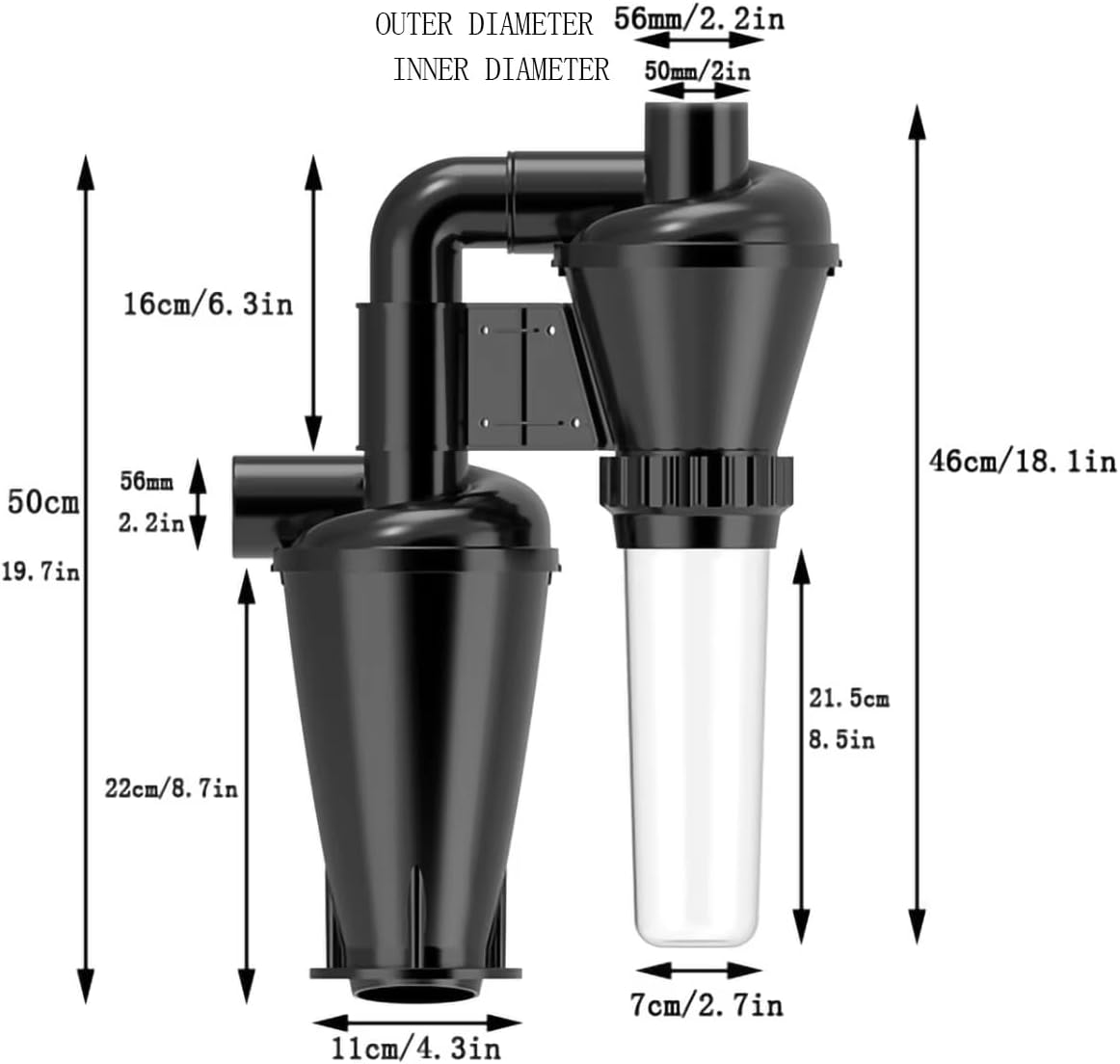2 in 1 Dust Cyclone Collector Separation Vacuum Cleaner Wall Mounted Wheeled Modes Dust Collector Woodworking Tools Contractor Polish Pollen Ash etc Focusing Small Dust (Whole Rocket Set)