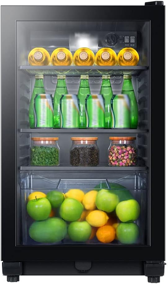 Freestanding Mechanically Controlled Ice Bar/Wine Cabinet,100L Dual Zone Wine Cooler, 0°C~15°C Seven-Level Temperature Adjustment Wine and Beverage Refrigerator,Black