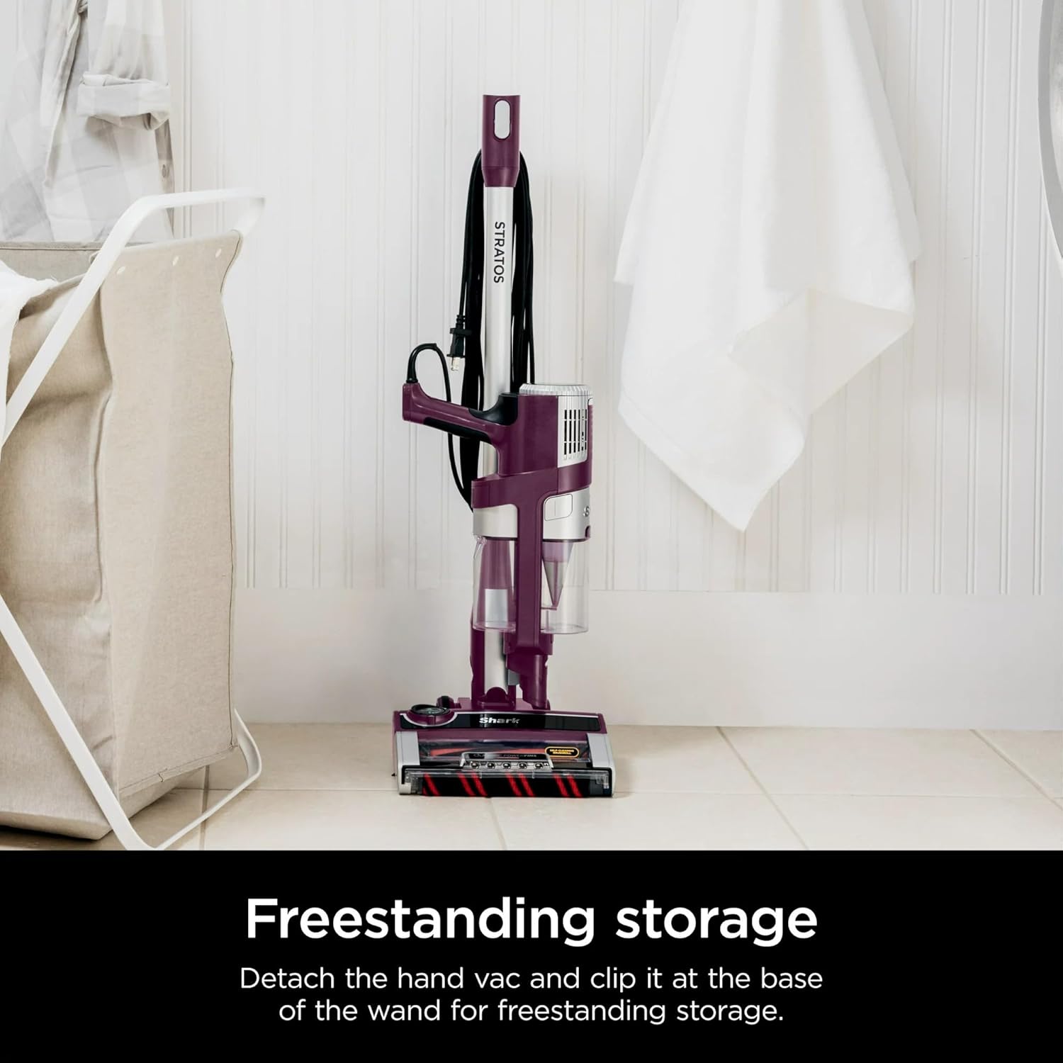 Shark HZ3000 Stratos Ultralight Corded Stick Vacuum with DuoClean PowerFins HairPro, Self-Cleaning Brushroll, & Odor Neutralizer Technology, Red Plum (Renewed)