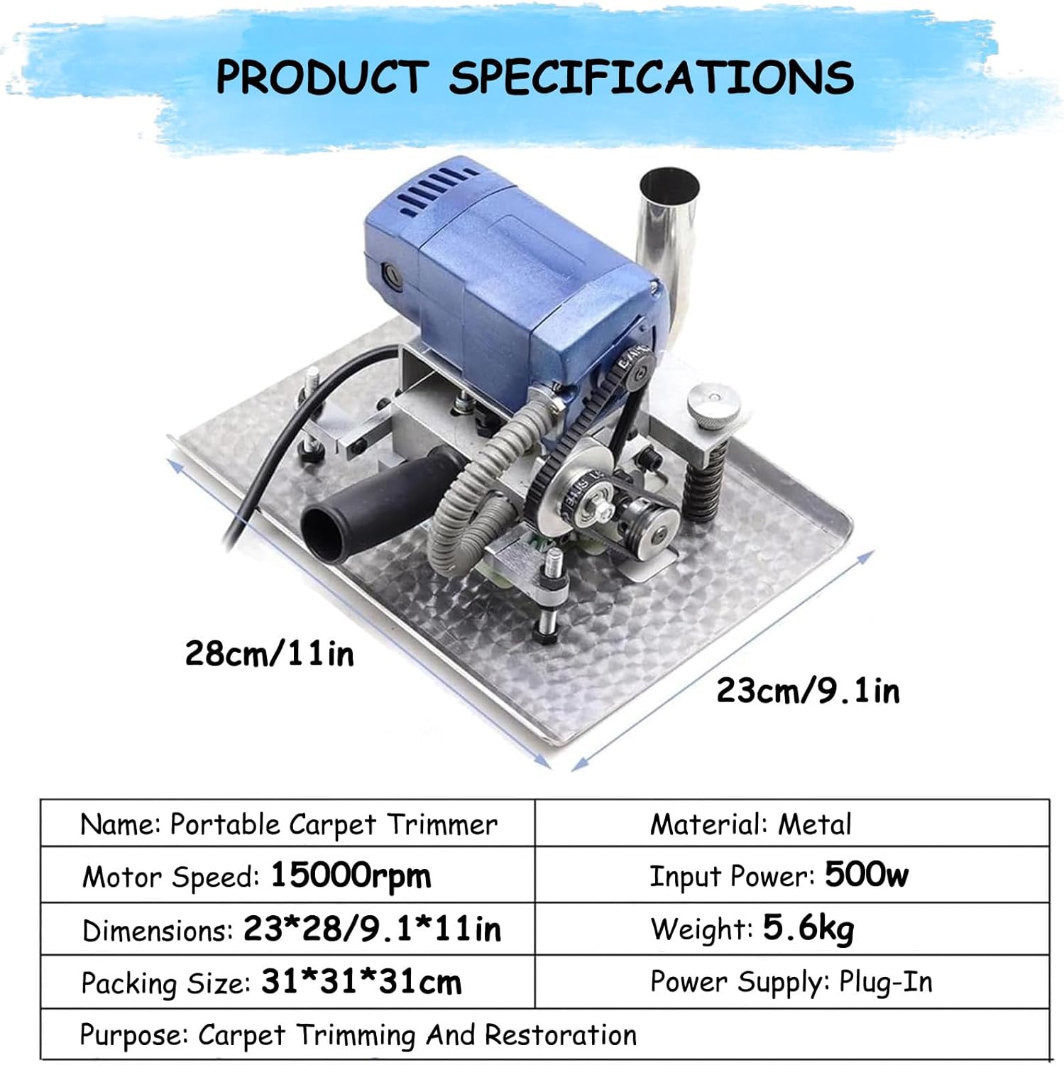 Carpet Flat Shearing Mahcine, 500w Portable Flat Shearing Machine for Carpet Rug, 15000rpm Carpet Cleaning Machines, 3 in Rotating Blade, for Household 110V
