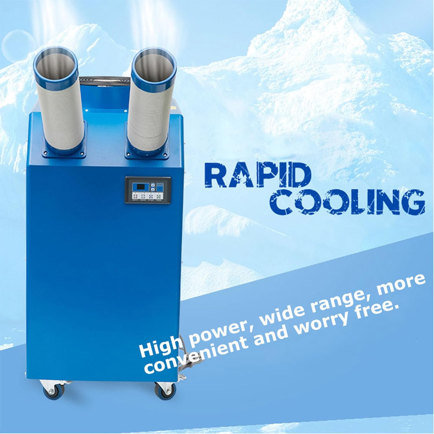 220V Industrial Air Conditioner Outdoor Air Conditioning Fan Equipment Double Tube 780m³/h Blue