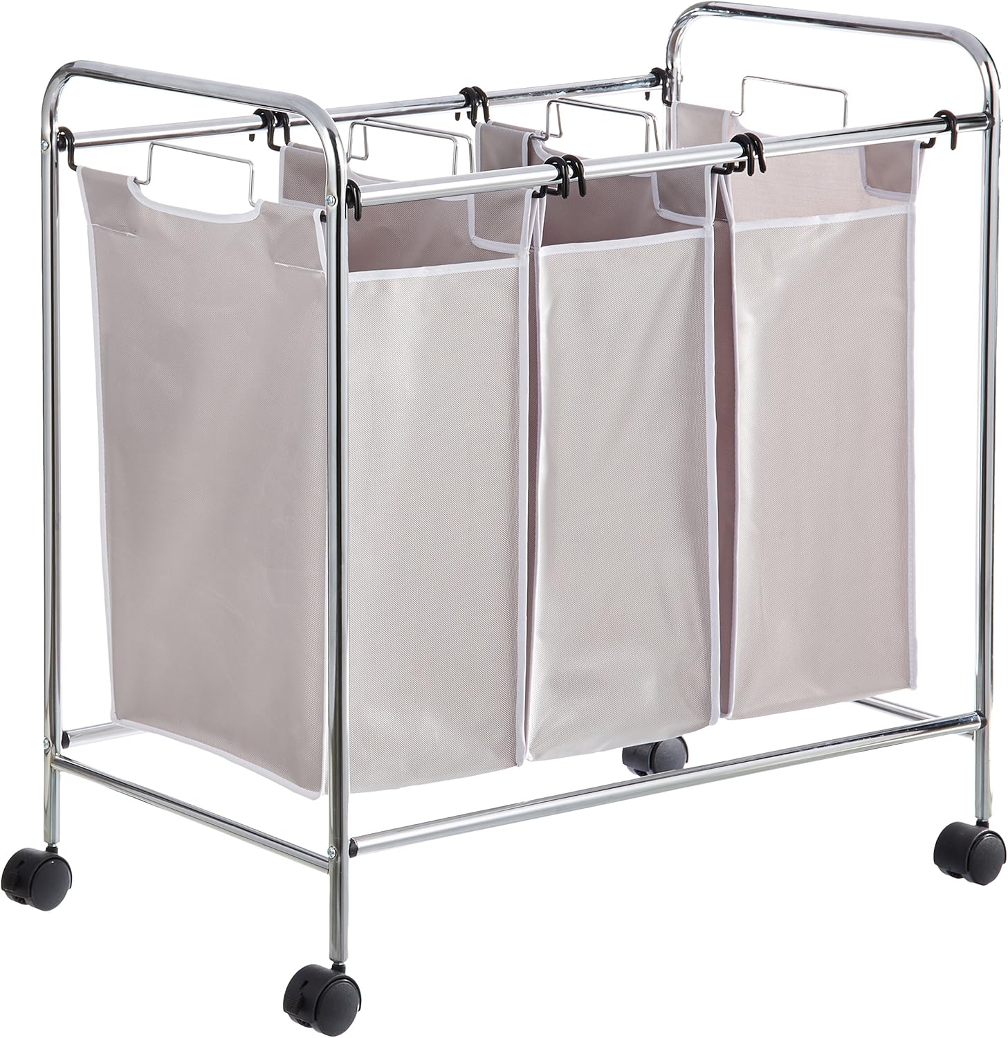 Amazon Basics 3-Bag Rectangular Laundry Bag Hamper Sorter Basket, Gray
