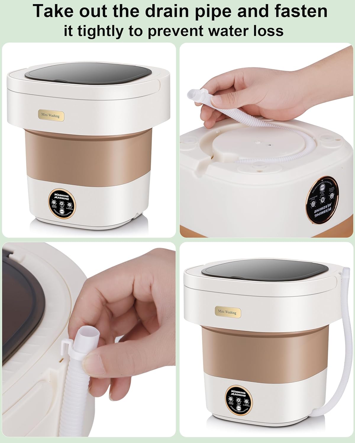 16L Portable Washing Machine with 30 Laundry Tablets, Mini Foldable Washer for Underwear Baby Clothes Socks, 3 Washing Modes, Portable Washer Ideal for Dorms, Apartments, RVs & Camping