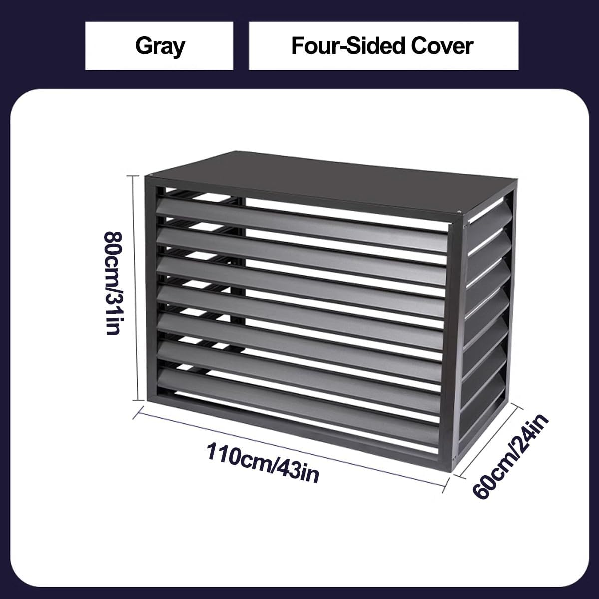 Air Conditioner Covers For Outside Units Decorative Privacy Screen Air Conditioner Protection Cover Weather Resistant Privacy Fence L100*H70*W50cm 39*28*20in，L110*H80*W60cm 43*31*24in Aluminum ( Col