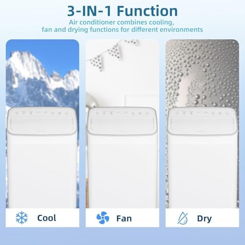 Portable Air Conditioner 12000 BTU, 3-in-1 Portable AC with Fan, Dehumidifier & Sleep Mode, Room Cooling Up to 450sq.ft