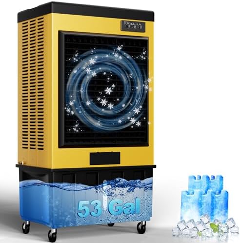 MEPTY 14715CFM Swamp Cooler, Evaporative Air Cooler with Continuous Auto Fill, Portable Evaporative Cooler for Commercial, Industrial, Garage, Patio Use, Outdoor Air Conditioners