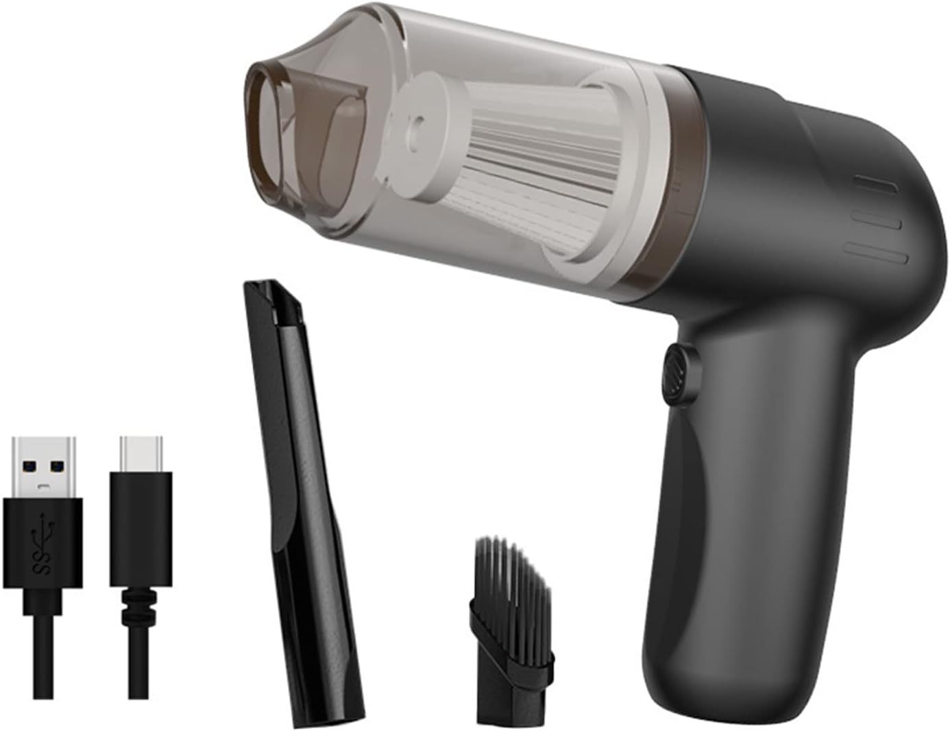 Car Vacuum Cleaner Wireless Strong Suction Hand-Held Portable Car Vacuum Cleaner for Home, Pet Hair, Car Cleaning,Black,Type_C