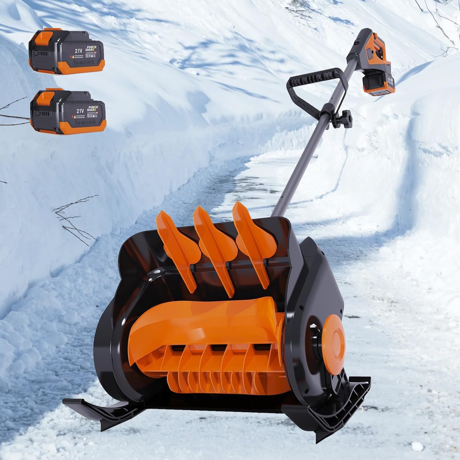 Handheld Electric Snow Shovel, Cordless Snow Shovel with Adjustable Handle & LED Display, 16