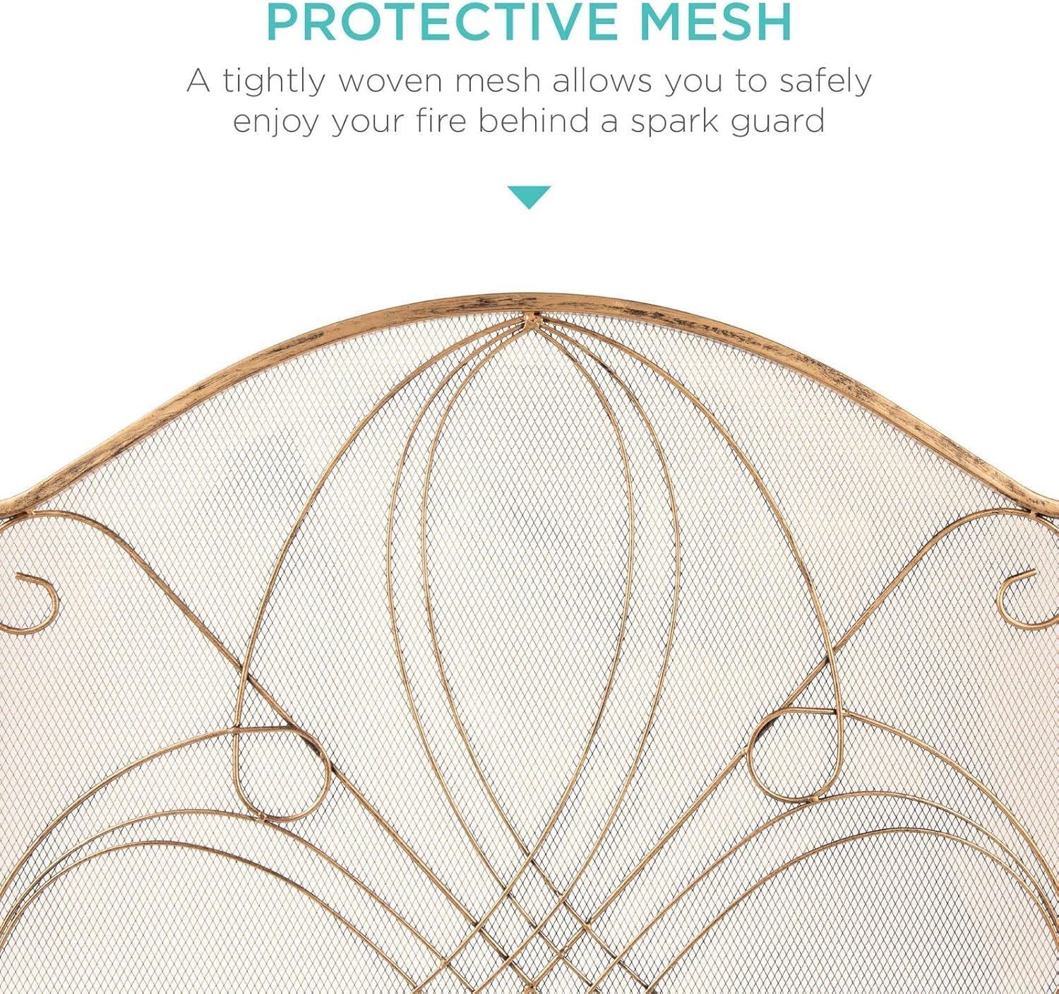 Fireplace Screen Cover - Decorative Iron Safety Screen for Heat & Spark Protection, Flat Art Design for Home Decor,