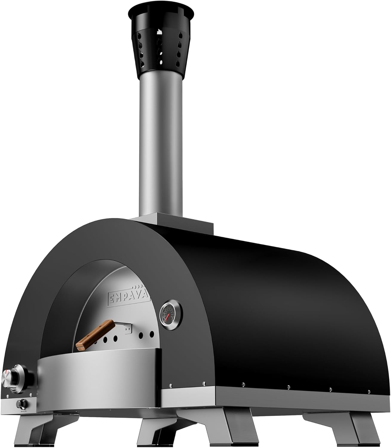 Empava Professional Gas & Wood Fired Pizza Oven Outdoor with Regulator & Thermometer, Battery Ignition, Artisan Cooking Grill with Accessories, 46000 BTU