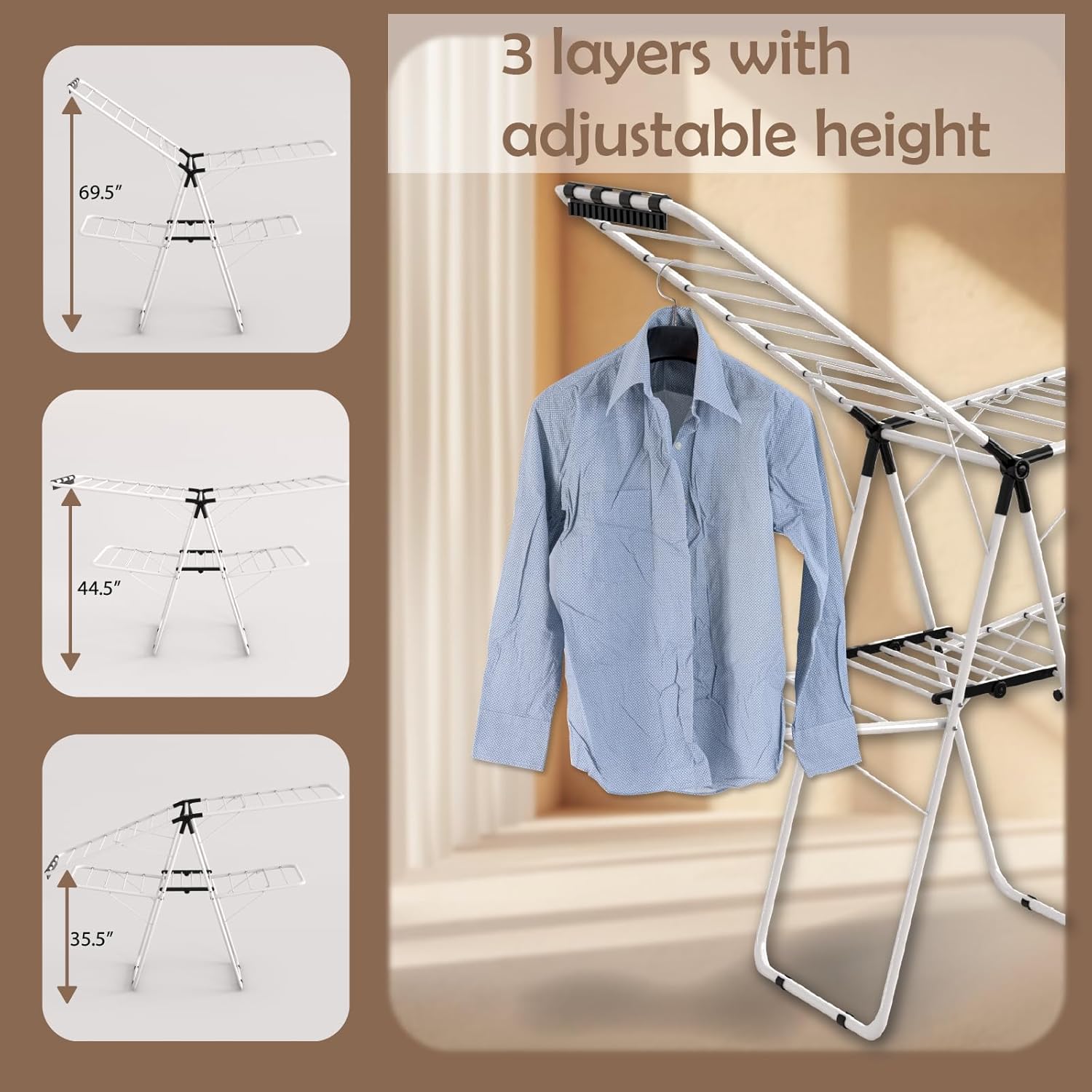 Maomo Premium Double Coat Drying Rack - Efficient and Space-Saving.No Installation Required