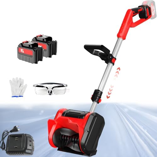 Cordless Snow Shovel, 20V Cordless Electric Snow Blower with Adjustable Front Handle&Telescopic Pole, Snow Thrower with 12in. Width, 6in. Depth for Patio Deck Driveway,4.5ah×2
