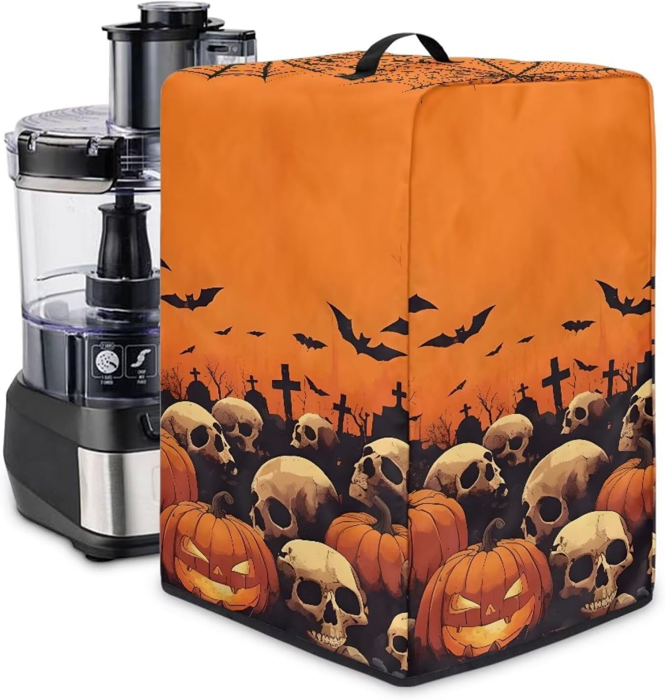 Foldable Juicer Cover – Blender Dust Proof Cover, Fits Most Stand Mixers, Machine Washable, Stylish Floral Print, Home Kitchen Skull Pumpkin With Bat
