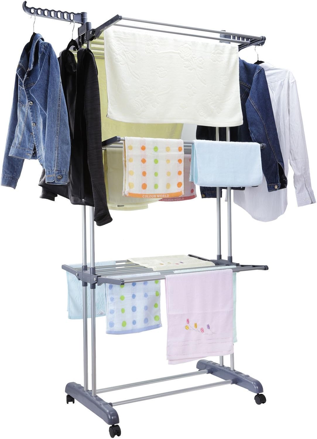 3 Tier Aluminum Laundry Organizer Folding Drying Rack Clothes Dryer Hanger Stand Storage by SHG