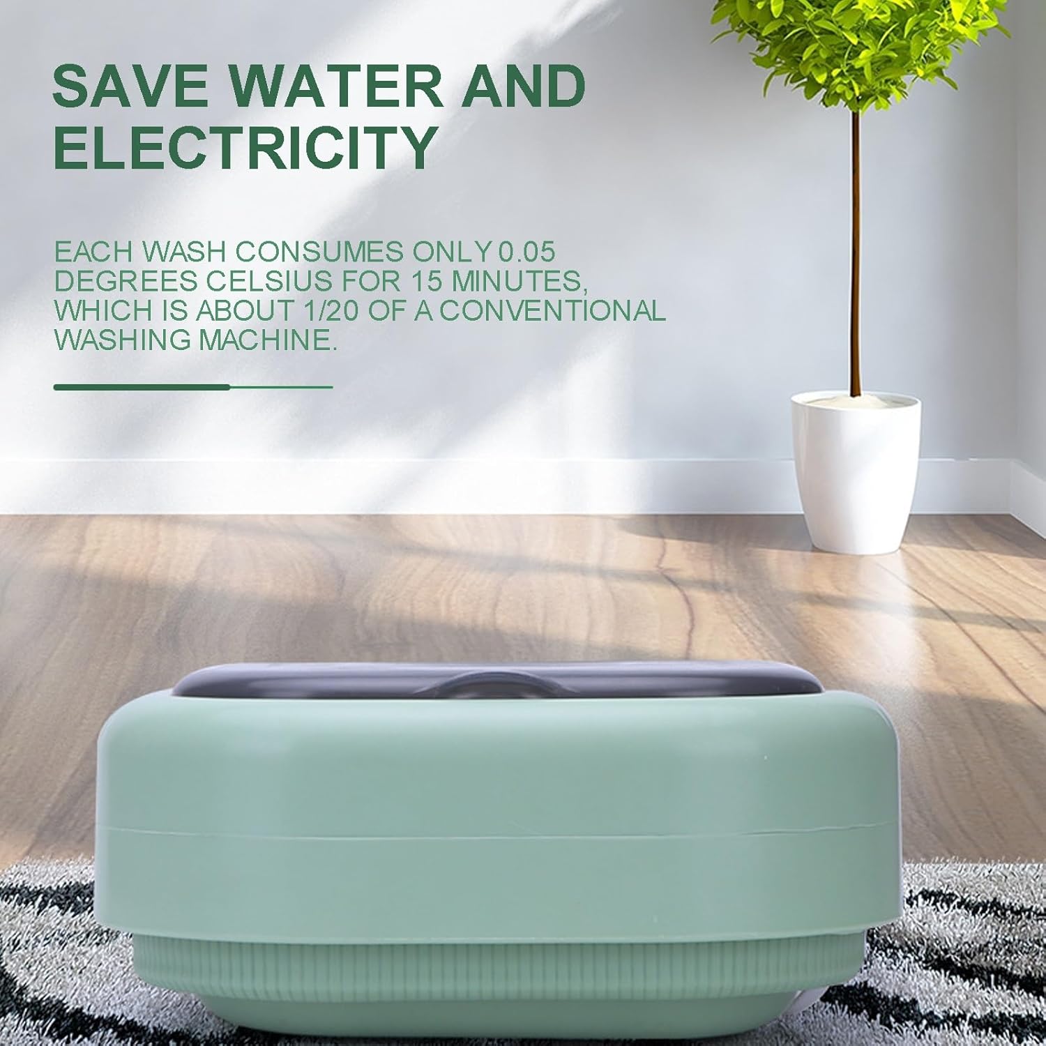 Small Portable Washing Machine, Mini Washer with 3 Modes Deep Cleaning for Underwear, Baby Clothes, Or Small Items, Foldable Washing Machine for Travel, Apartments, Campin (Color : Green)