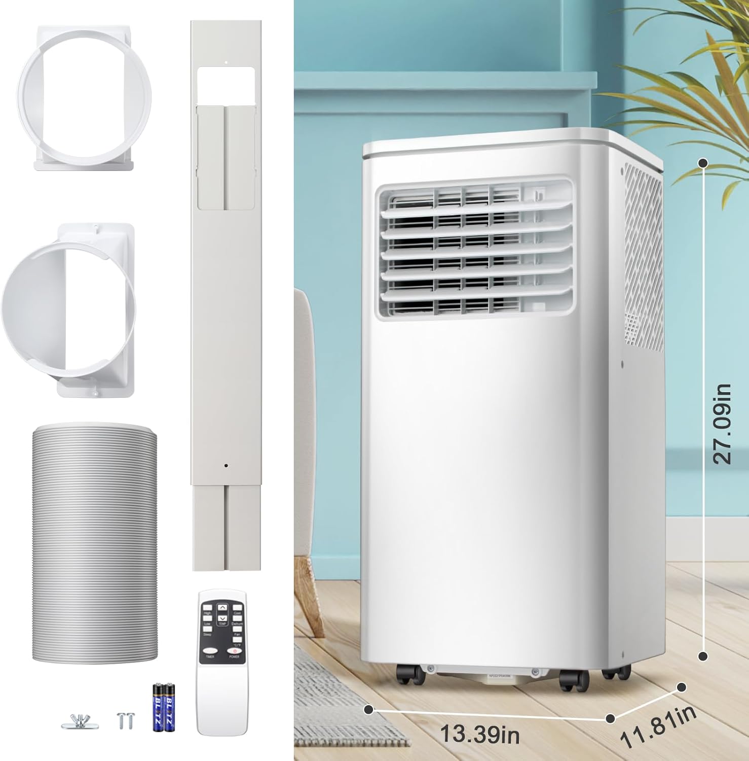 Portable Air Conditioner 8000 BTU, Remote Control, 4 in 1 protable ac, Cools 350sq. ft, 24 Hour Timer, Quiet Operation,Window Fan, 2 Speed for Bedroom Office Home Dorm