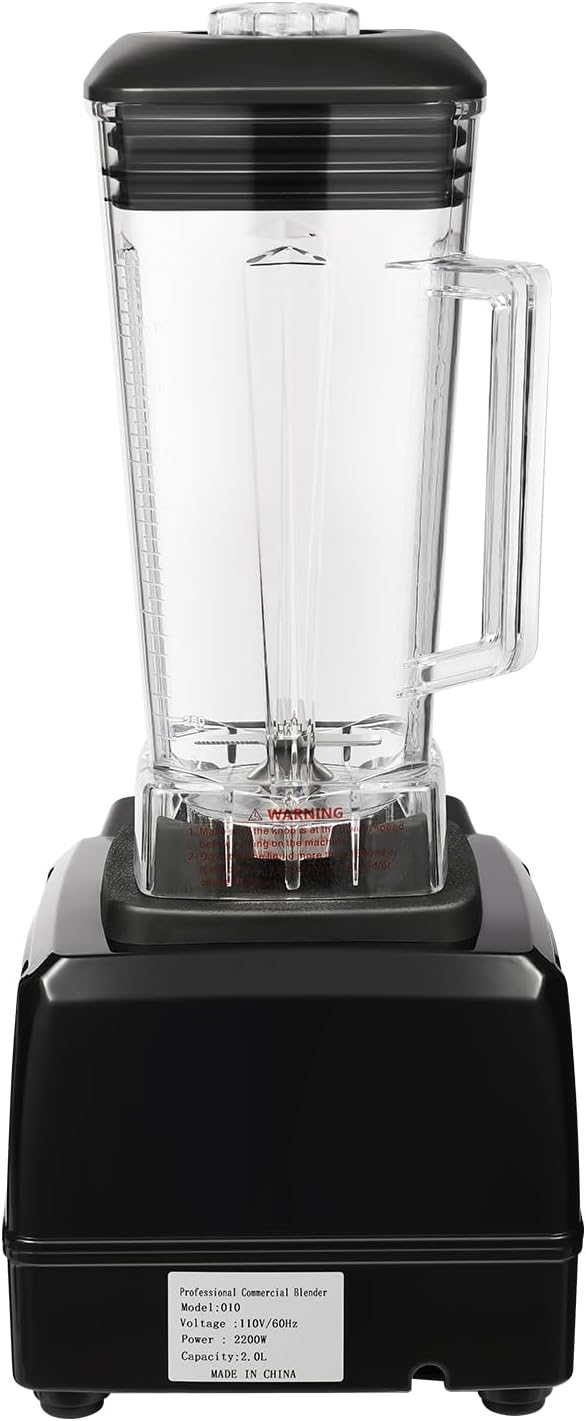 2L 2000W Heavy Duty Commercial Smoothie Blender, Black, Multiple Speeds, Self-Cleaning