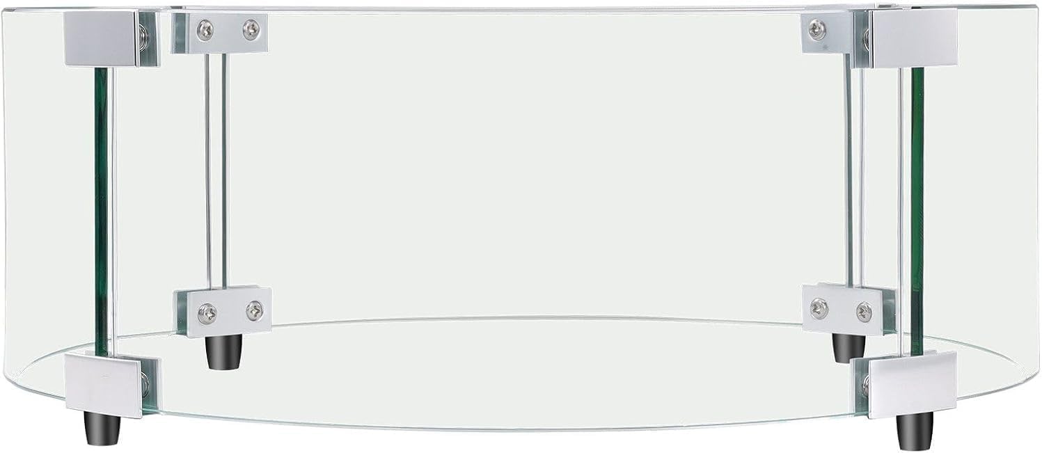 Fire Pit Wind Guard, 29 x 8 inch Round Glass Flame Shield, 0.24-Inch Thick Fire Table Accessory, Clear Tempered Glass Flame Guard for Propane, Gas, Outdoor, Patio, Backyard