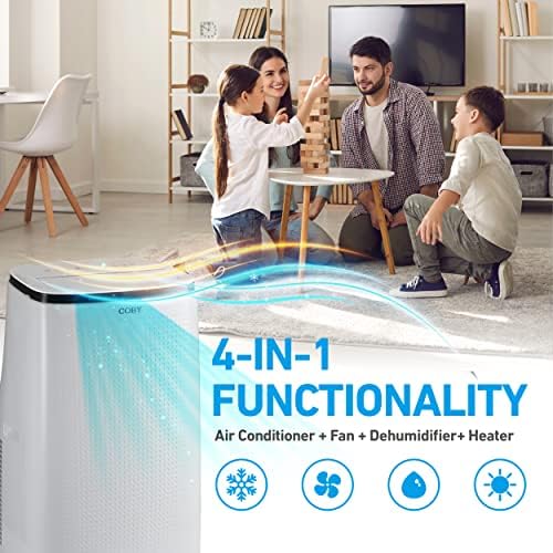 COBY Portable Air Conditioner 4-in-1 AC Unit, Heater, Dehumidifier & Fan, Air Conditioner 15,000 BTU Portable AC Unit with Remote Control for Rooms up to 775 Sq. Ft., 24-Hour Timer, & Installation Kit