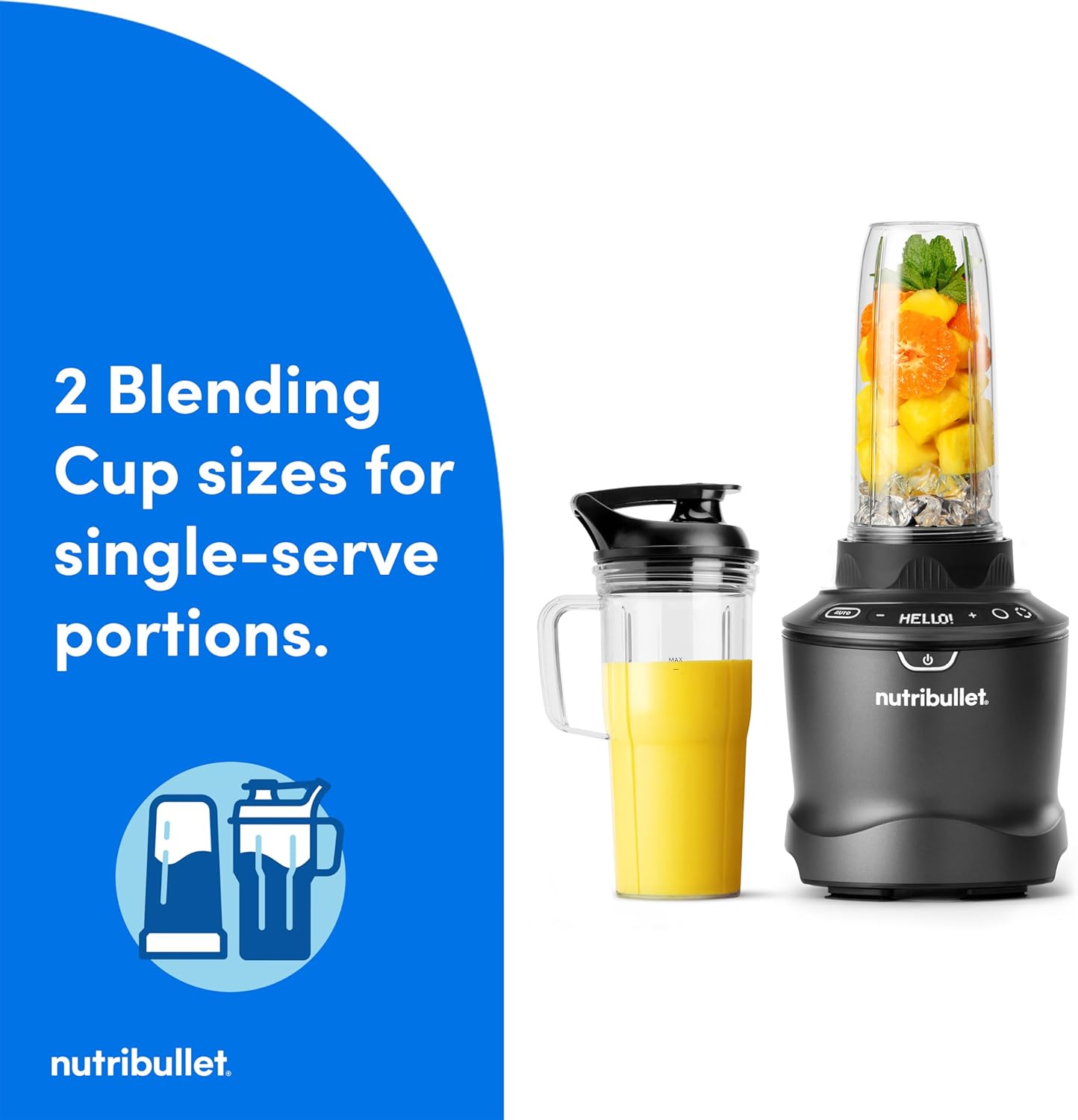 nutribullet® SmartSense Blender Combo, 1400W, 64oz Pitcher, 32oz & 24oz Cups, 5-Speed, Smoothies, Ice and Frozen Fruit, Nut Milk, Soup, Gunmetal Gray, NBF50700