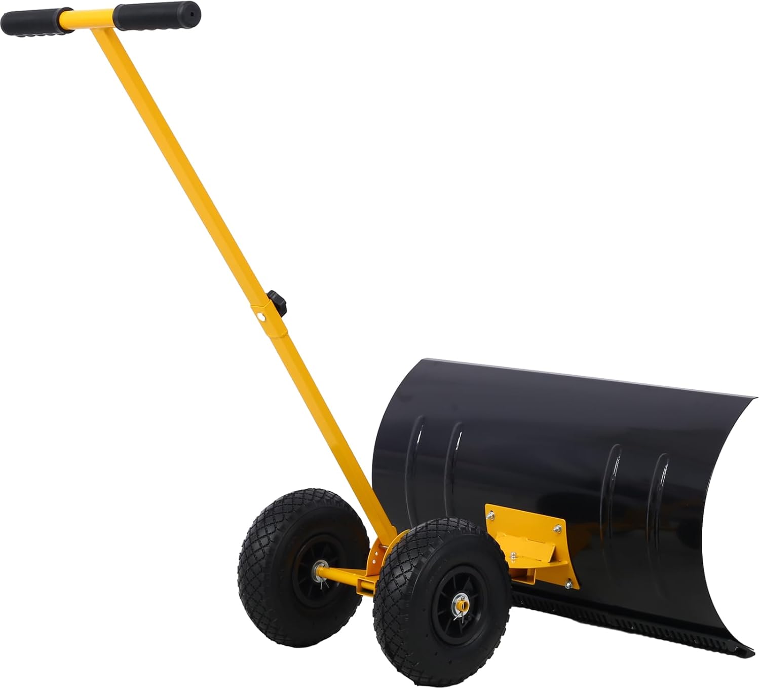 Snow Shovel with Wheels, Snow Pusher, Cushioned Adjustable Angle Handle Snow Removal Tool, 29