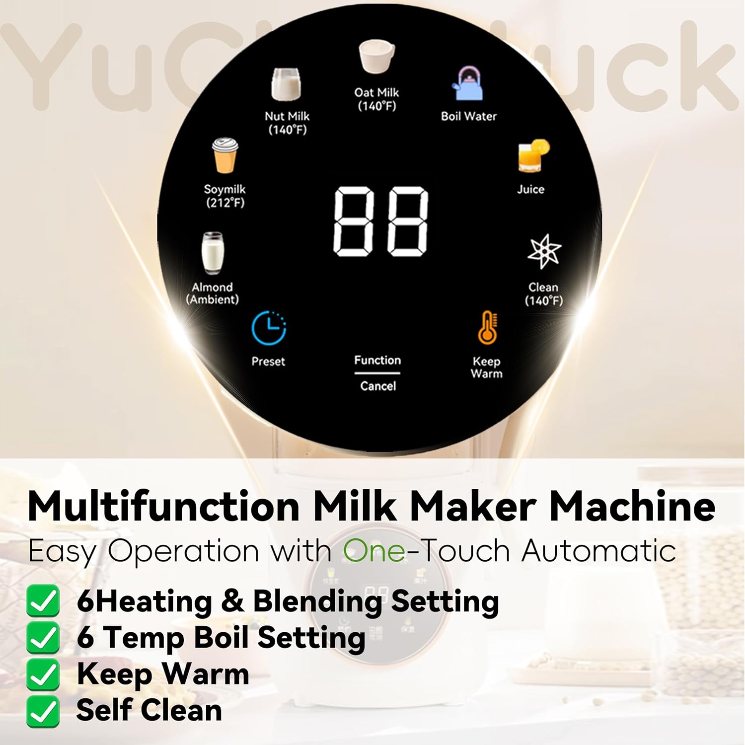 Nut Milk Maker 47oz,Homemade Soy Milk,Almond Milk,Plant Based Milks,Oat Milk,Coconut,Baby Food,Electric Bean and Nut Milk Machine with Delay Start/24 Hours Timer/Keep Warm/Self-Cleaning/Boil Water