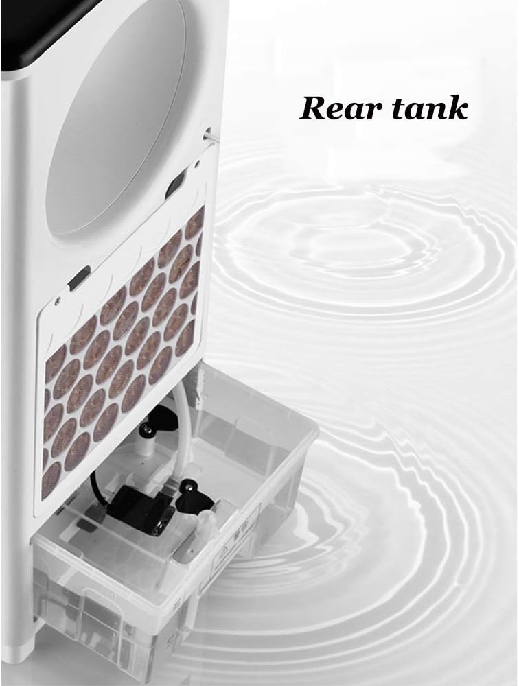 Cooling Fan Evaporative Cooler, Portable Bladeless Air Cooler, Electric Fan Humidifier with Remote Control, LCD Display, 3 Modes Air Conditioner for Indoor Home Office Dorms Oscillation Function